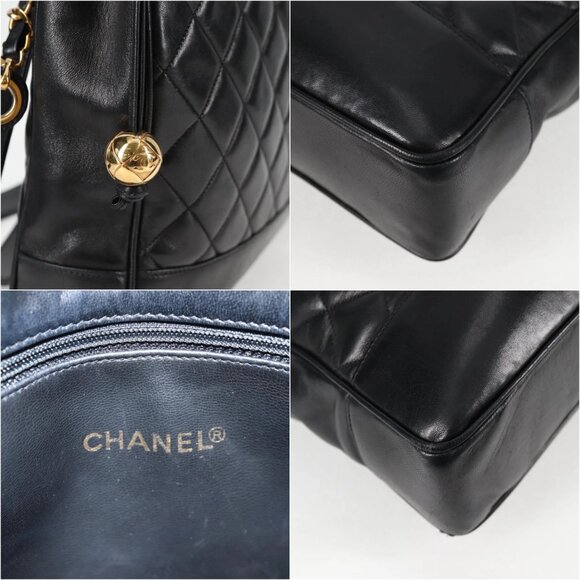 CHANEL Matelasse Chain Shoulder Bag Lamb Skin Black Gold CC Auth yk18208 - Picture 15 of 15